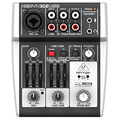 Behringer Xenyx 302USB Premium 5-Input Mixer with Mic Preamp and USB/Audio Interface (Renewed)