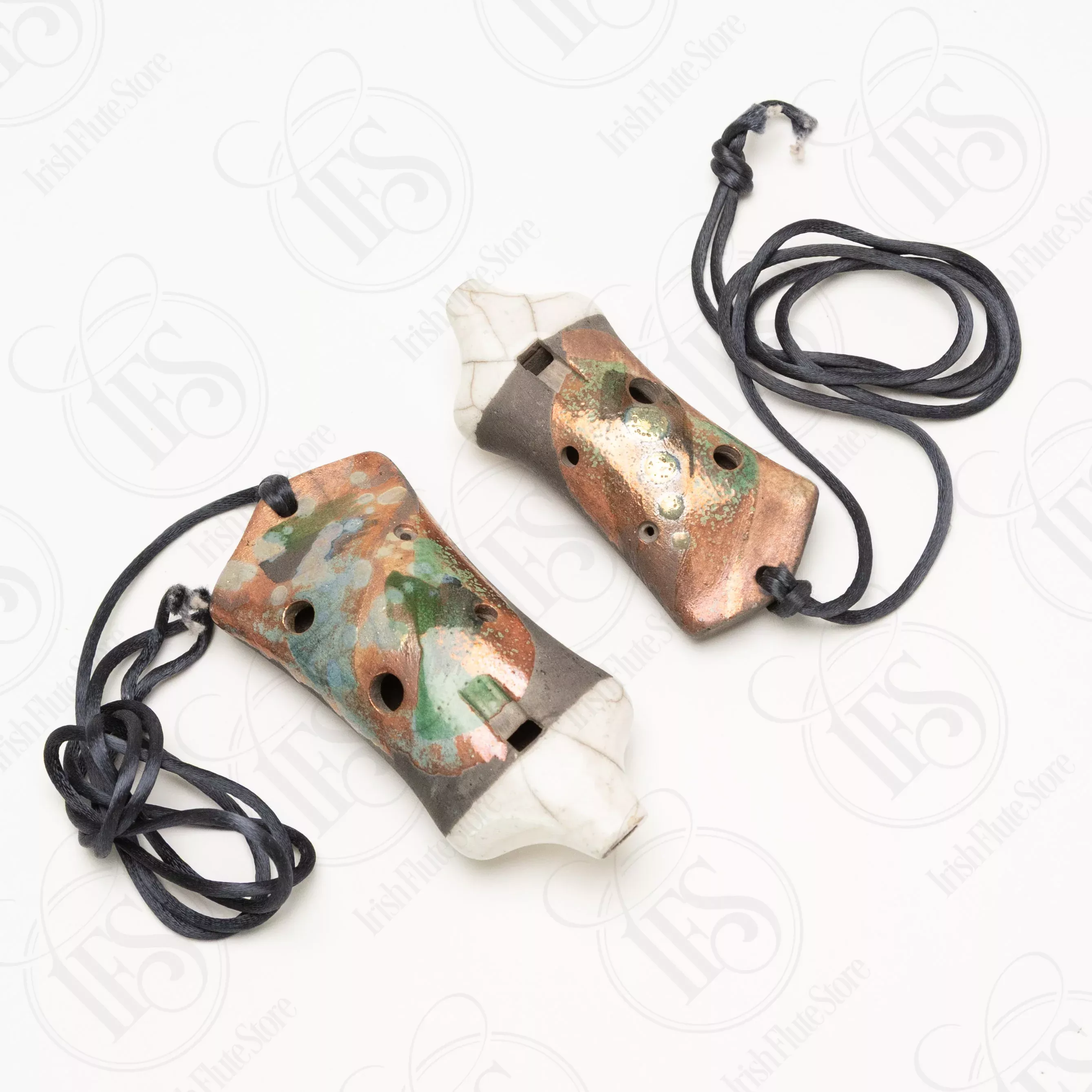 Hodgkinson Raku Pendant Ocarina Pair, D and E