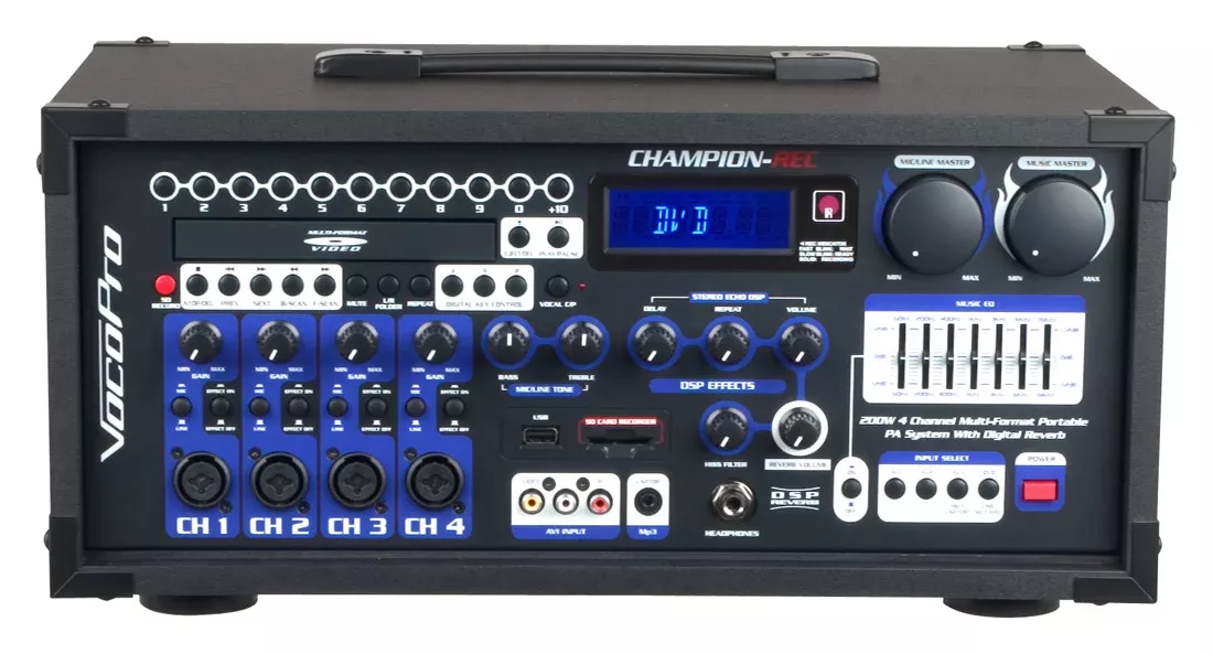 VocoPro CHAPION-REC BASIC (HEAD ONLY), CHAMPION-REC BASIC 200W Multi-Format Portable P.A. System with Digital Recorder