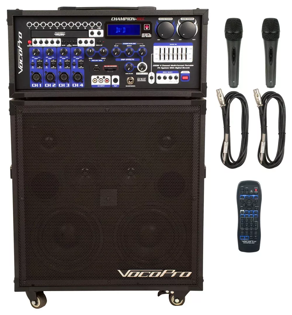 VocoPro CHAPION-REC BASIC (HEAD & SPEAKER), 200W Multi-Format Portable P.A. System with Digital Recorder